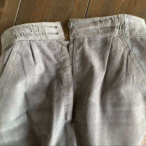 Final price* 80s Gray leather midi skirt suede - Picture 8 of 11